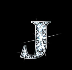 A stunning beautiful "J" set in diamonds and silver.