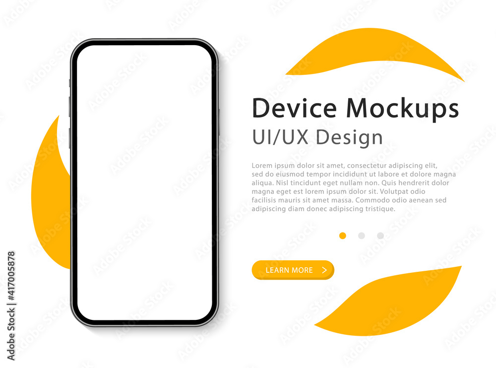 Poster smartphone with blank screen. mockup phone. modern device. ui and ux design for web page. template f