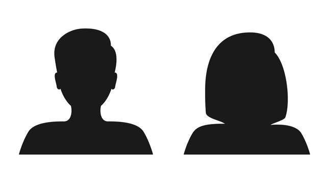 Male and female face silhouette. People avatar profile. Man and woman portraits. Vector illustration.