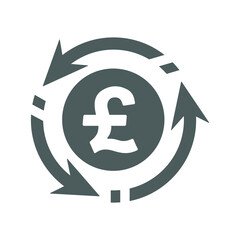 pound sterling, refresh rotate update icon. Gray color vector.