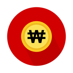 Won coin icon, money bank flat design, finance symbol for web, logo, app vector illustration