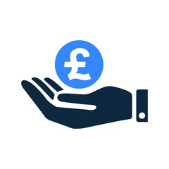 Pound sterling, price, hand money icon. Editable vector isolated on a white background.