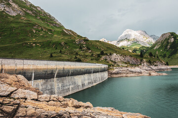 Obraz na płótnie Canvas The lake Spullersee a high mountain lake in Vorarlberg, Austria.