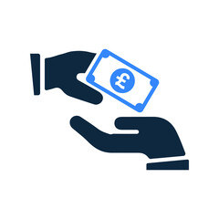 Pound sterling, hand payment  icon. Editable vector isolated on a white background.