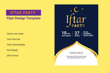 Obraz premium Ifter Party invitation flyer design. Ramadan flyer for ifter party and seminar. Iftar party celebration poster, banner, ftar banner or flyer design, ramadan flyer, ifter party 