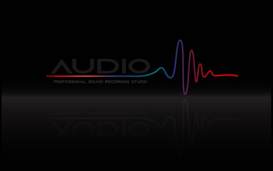 DJ Dance Party Logo, Recording Studio Emblem, Audio Wave and Light Dark Gradient Background