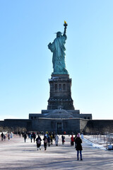 Visiting statue of Liberty, colossal neoclassical sculpture and also known as Liberty Enlightening...