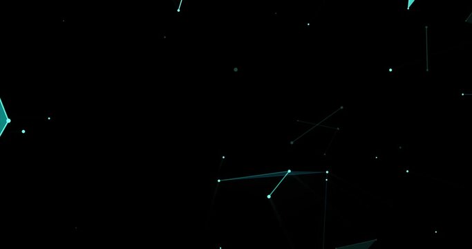 Animaci&oacute;n tri&aacute;ngulos abstractos azules iluminados sobre fondo negro 