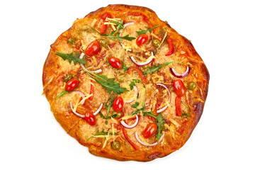 Pizza Margherita, isolated on white background. High resolution image