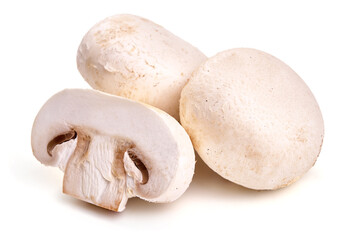 Champignons, close-up, isolated on white background. High resolution image