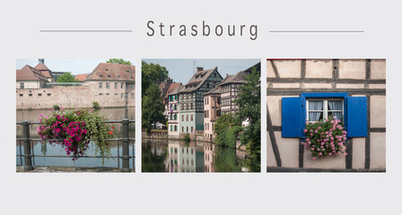 Collage of various view of Strasbourg in France