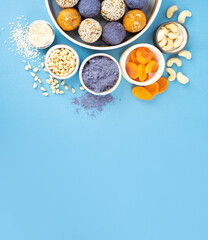 Homemade blue matcha energy balls