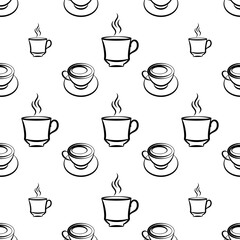 Tea Cup Icon Seamless Pattern, Coffee Cup Icon