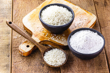 homemade fine and ground rice flour, healthy culinary ingredient, gluten free