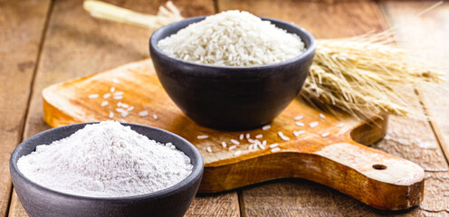 homemade fine and ground rice flour, healthy culinary ingredient, gluten free