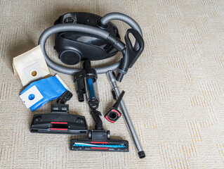 Vacuum cleaner attachments on carpet