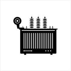 Electric Transformer Icon, Device Used To Increase Or Decrease The Alternating Voltages