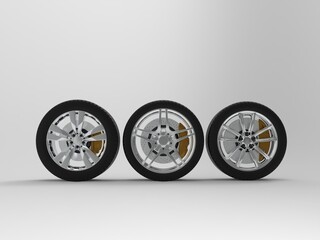 Obraz na płótnie Canvas auto wheels on a light background. 3d render