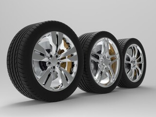 Obraz premium auto wheels on a light background. 3d render