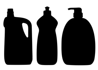 Detergent for cleaning and washing dishes in a set. Household chemicals.