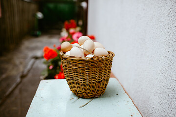 basket with eggs