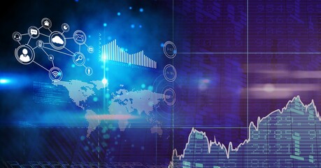 Digital illustration of a plane with a human eye over data processing