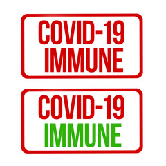 COVID-19 immune label or stamp on white isolated background