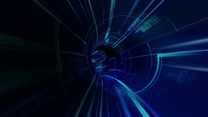 Driving through the hi tech tunnel concept