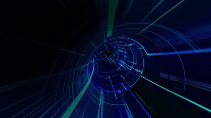 Driving through the hi tech tunnel concept