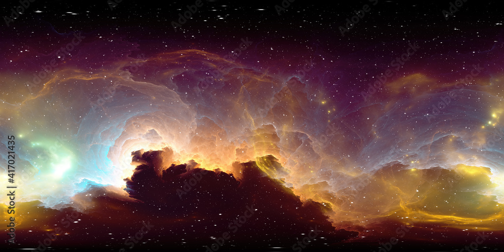 Wall mural 360 degree space nebula panorama, equirectangular projection, environment map. hdri spherical panora