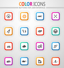 Auto parts store icon set