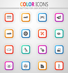 Auto parts store icon set