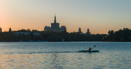 Kayaking at sunset 