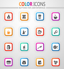 Coffee house. Making coffee icon set