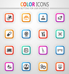 Faculty of mechanics icons set