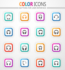 Headphones icons set