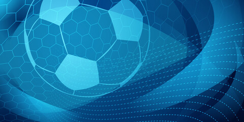 Football or soccer background with big ball in blue colors © Olga Moonlight