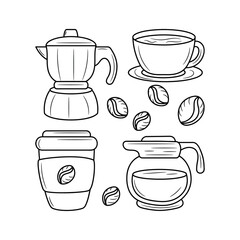 Coffee line icon, simple doodle drink vector illustration 