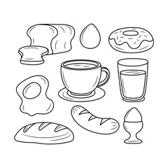 Breakfast line icon, simple doodle food vector illustration 