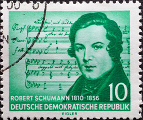 GERMANY, DDR - CIRCA 1956  : a postage stamp from Germany, GDR showing a half-length portrait of...