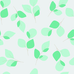 Seamless eucalyptus repeat pattern. Floral design with branches and leaves.  Beautiful, perfect and elegant for textile prints, invites, wallpaper, pack, wrapping paper printing