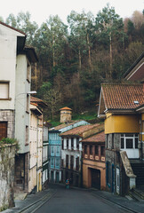 street in colorful town in asturias