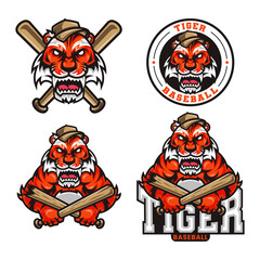 Tiger Baseball Mascot Logo