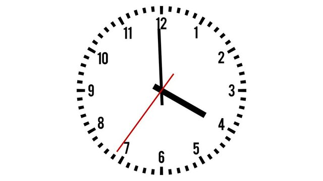Analog Clock 1 Minute from 15:59:30 to 16:00:29