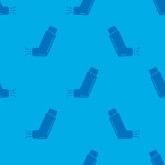 Vector illustration. Inhaler isolated on a blue background. Seamless patterns.