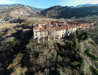 Fototapeta na wymiar Aerial panorama of Medieval Bachkovo Monastery, Bulgaria