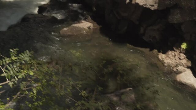 Fast Moving Water Flows Downstream - Day