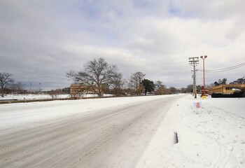 snow covered road in Northeast Louisiana are rare