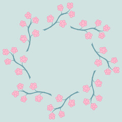 Spring frame from branches with flowers