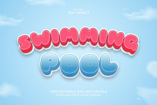 Bubble Swimming Pool Text Effect. Editable text, effect, font, and easy to use.